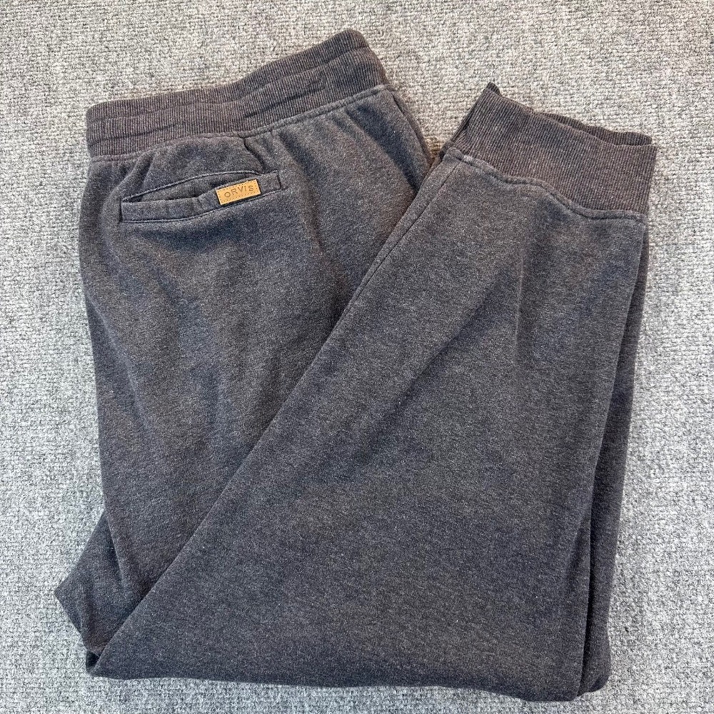 ORVIS Micro-Fleece Cuffed Jogger Sweatpants Mens 2XL Charcoal Grey Stretch Relax